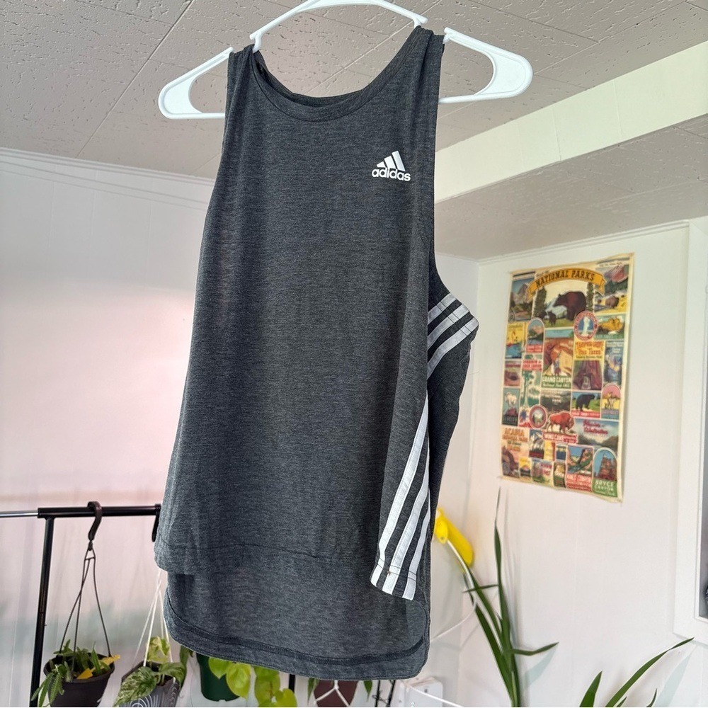 Adidas Training Tank Top Racerback Athletic Workout Sleeveless Gray L